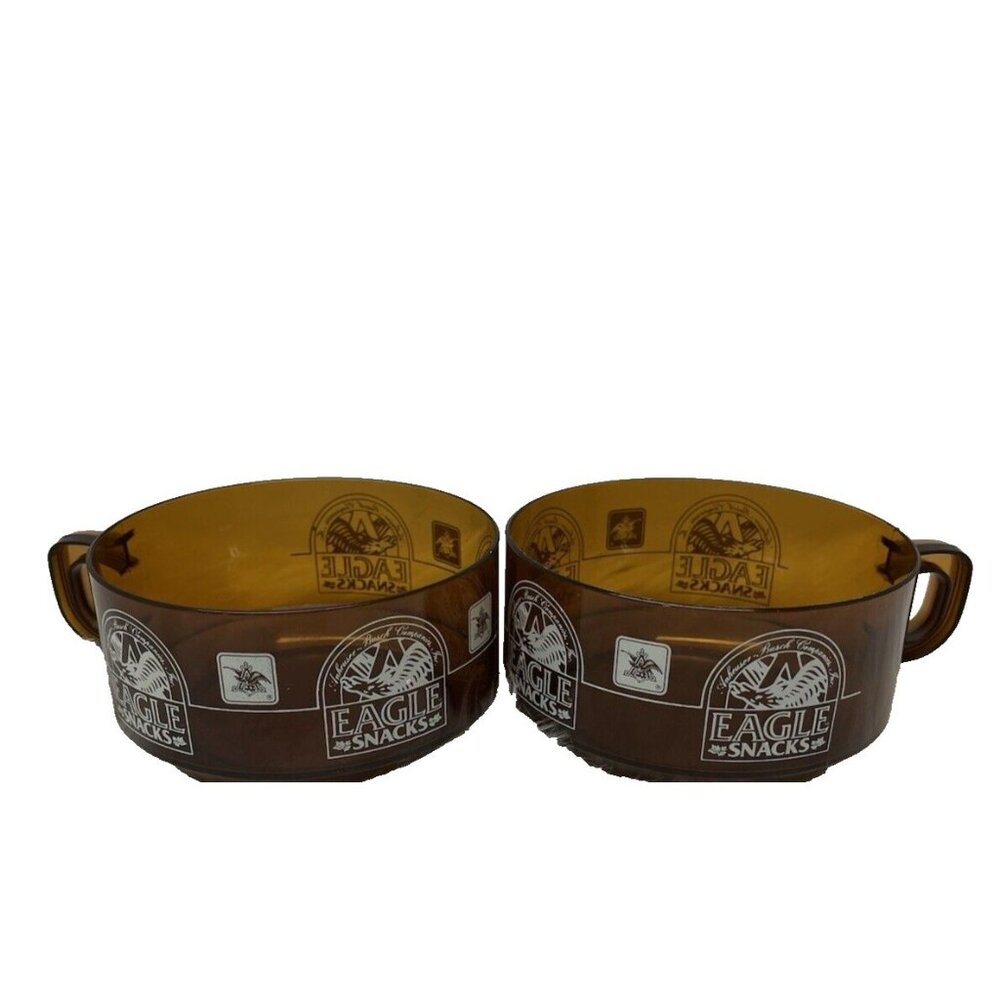 Vintage Anheuser Busch Eagle Snacks Plastic Snack Cup Bowl Set of 2 Beer Bud